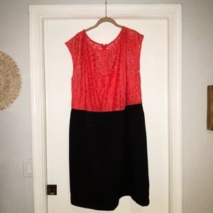 One piece coral and black dress